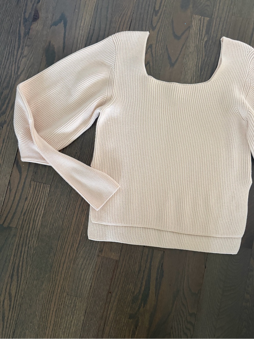 KHAITE Soft Cream Ribbed Square-Neck Sweater - Picture 2 of 6